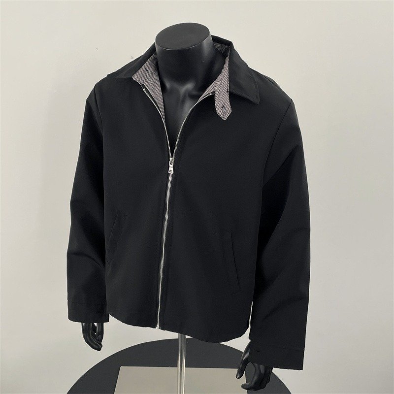 Three-dimensional Tailored Houndstooth-lined Mens Coat