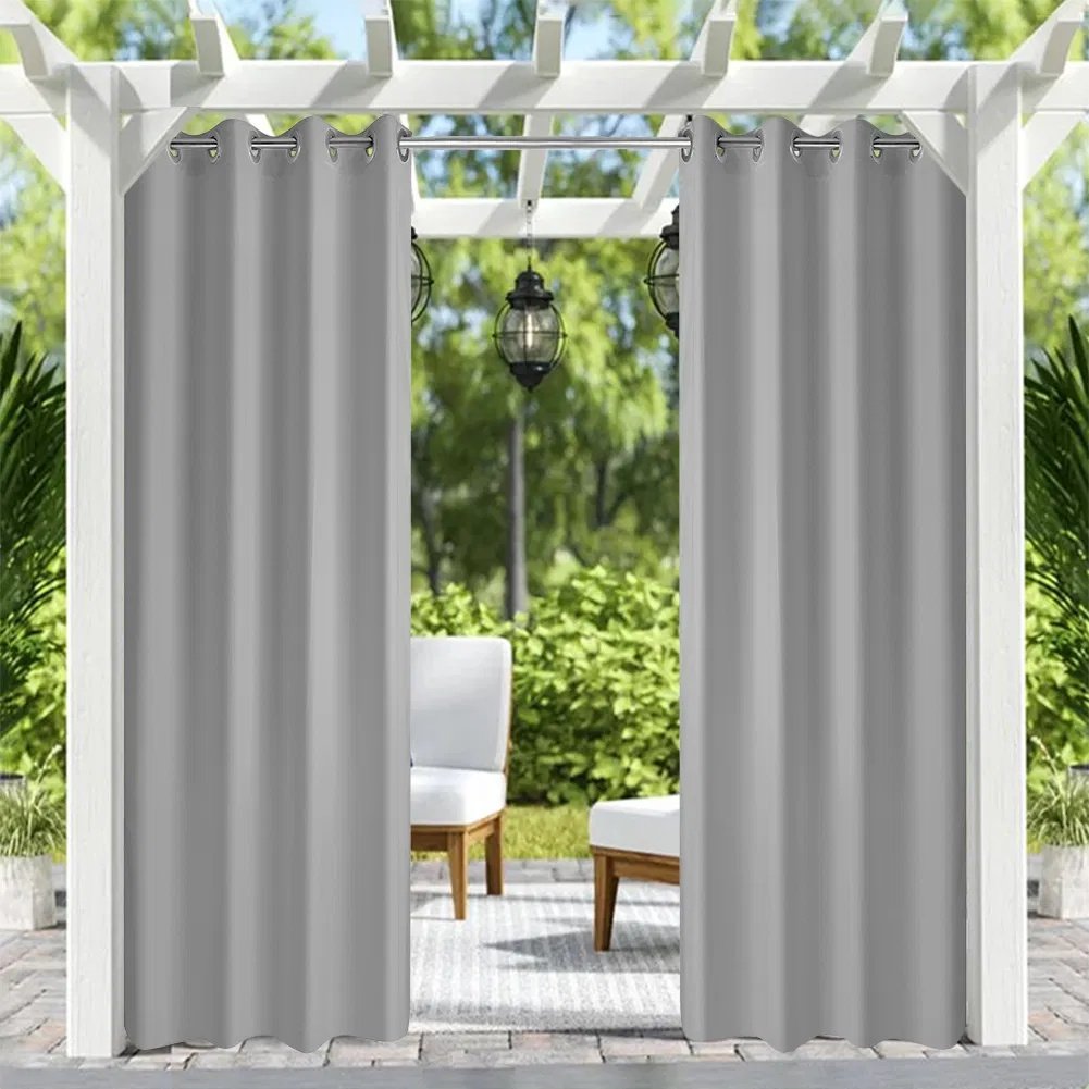 50inchx 120inch Outdoor Waterproof Grommets Window Curtains For Front Porch ,Gray