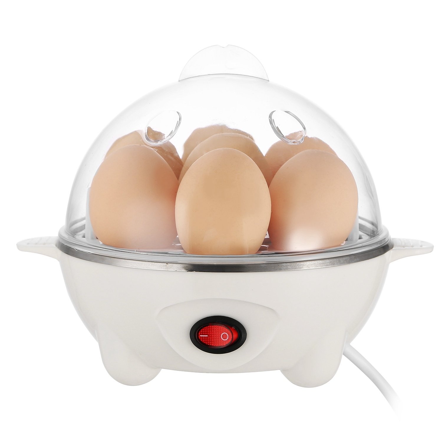 1Pc Electric Egg Cooker For Daily Breakfast Preparation 7-Capacity Hard-Boiled Egg Maker With Auto-Off Measuring Cup For Hard Boiled Steamed Vegetables Seafood Dumplings