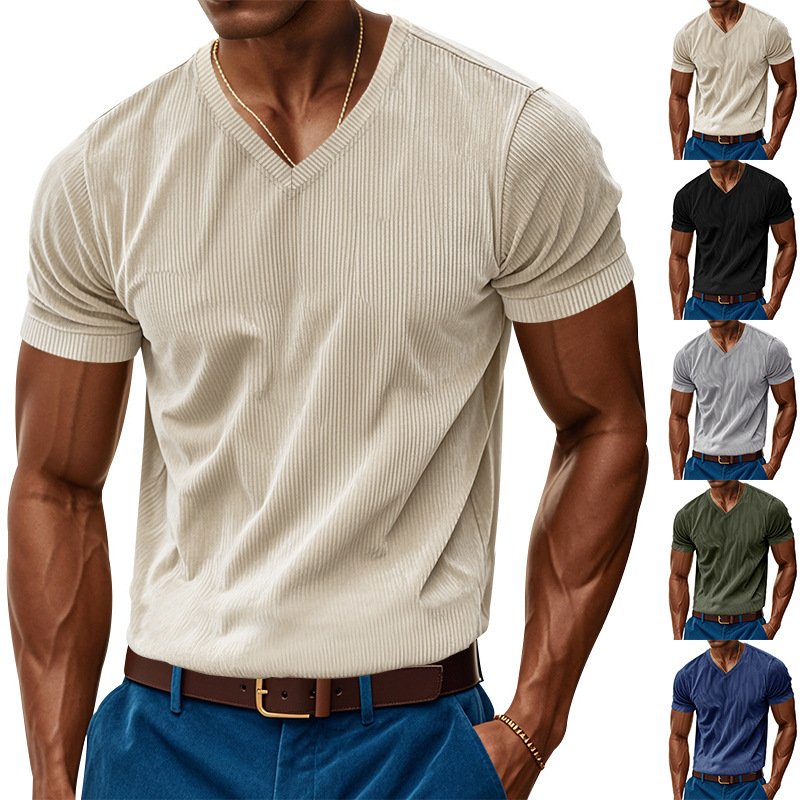 Loose Casual Men’s V-neck Short Sleeve