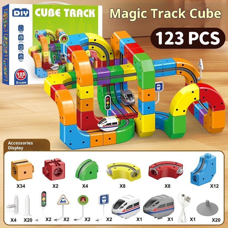 Small Train Track Cube Electric Assembled Building Block Toys - Image 8