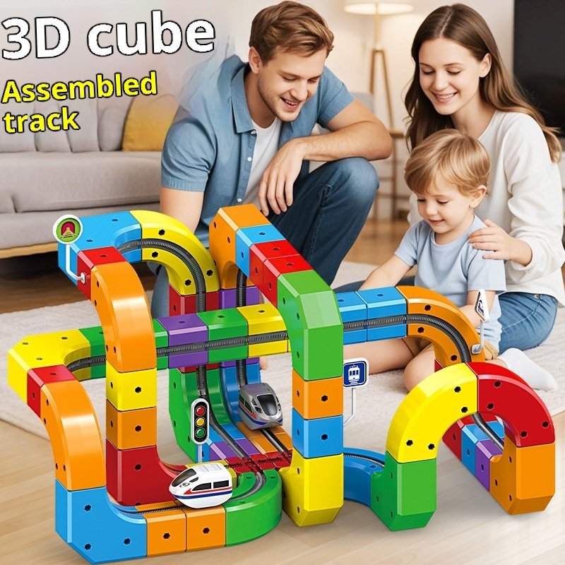 Small Train Track Cube Electric Assembled Building Block Toys - Image 2