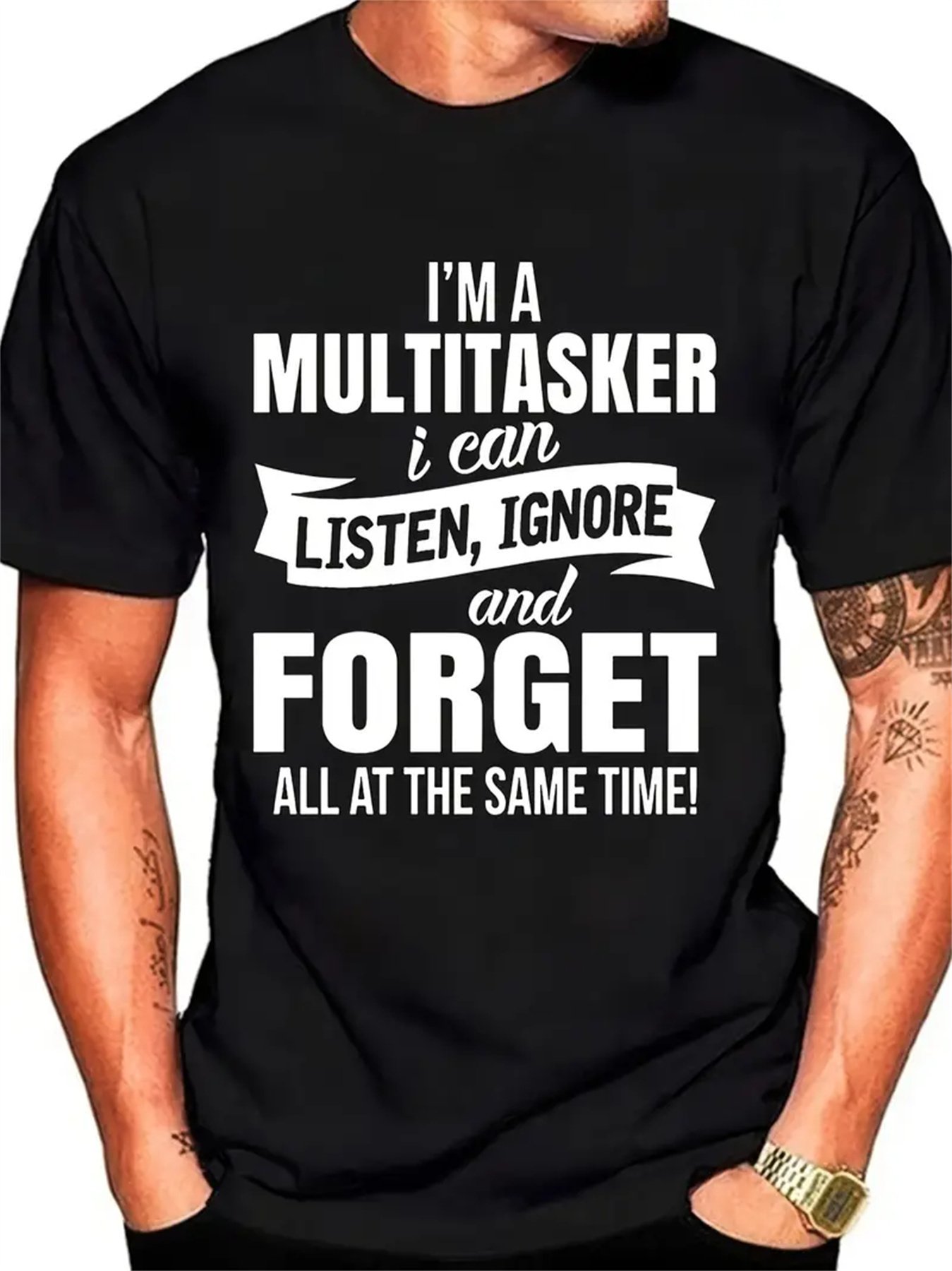 Funny Sarcastic Humor I’m A Multitasker Listen Ignore Forget Premium T-Shirt