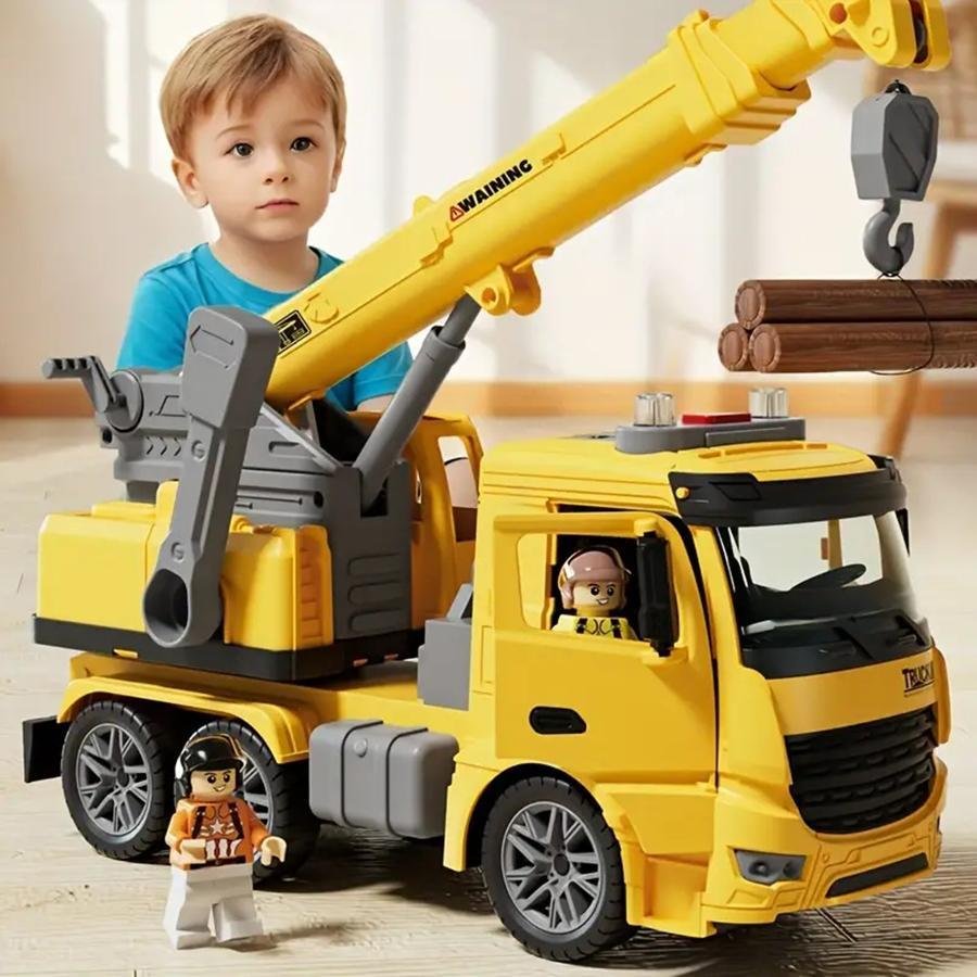 Children’s Small Yellow Crane Toy With Light And Sound Perfect Children’s Construction Toy Car Children’s Holiday Gift Birthday Gift