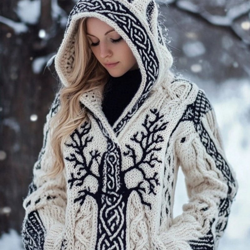 Women’s Skin-friendly, Anti-pilling Knitted Cardigan With A Round Neckline, Loose Fit, And Long Length