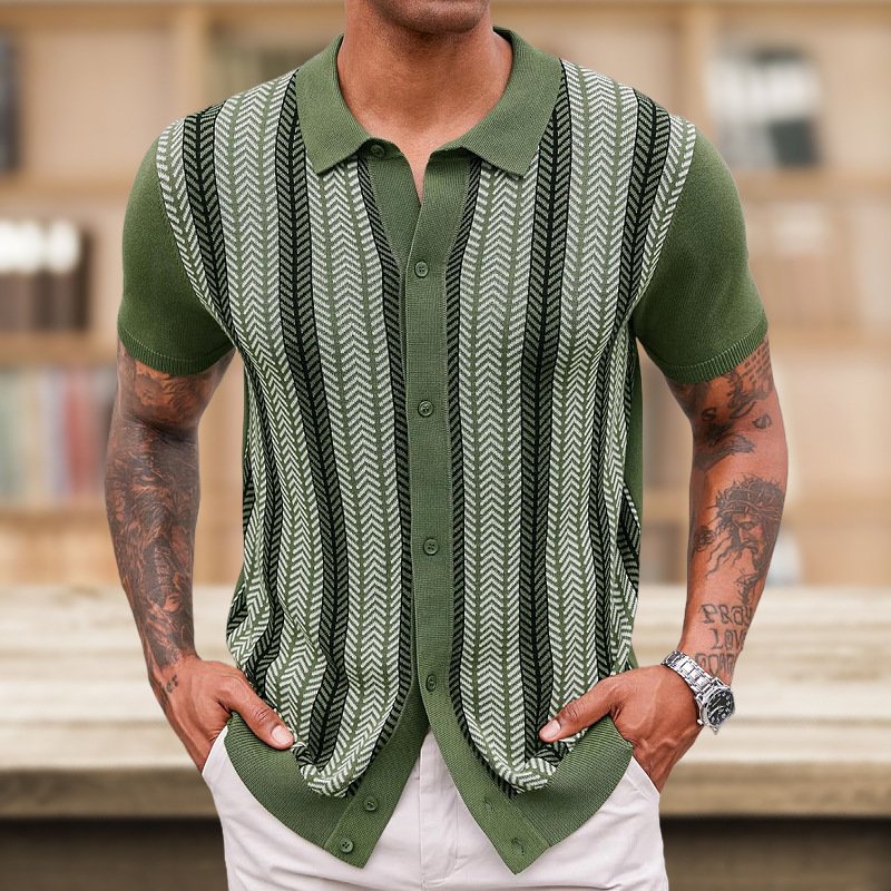 Men’s Casual Striped Jacquard Sweater