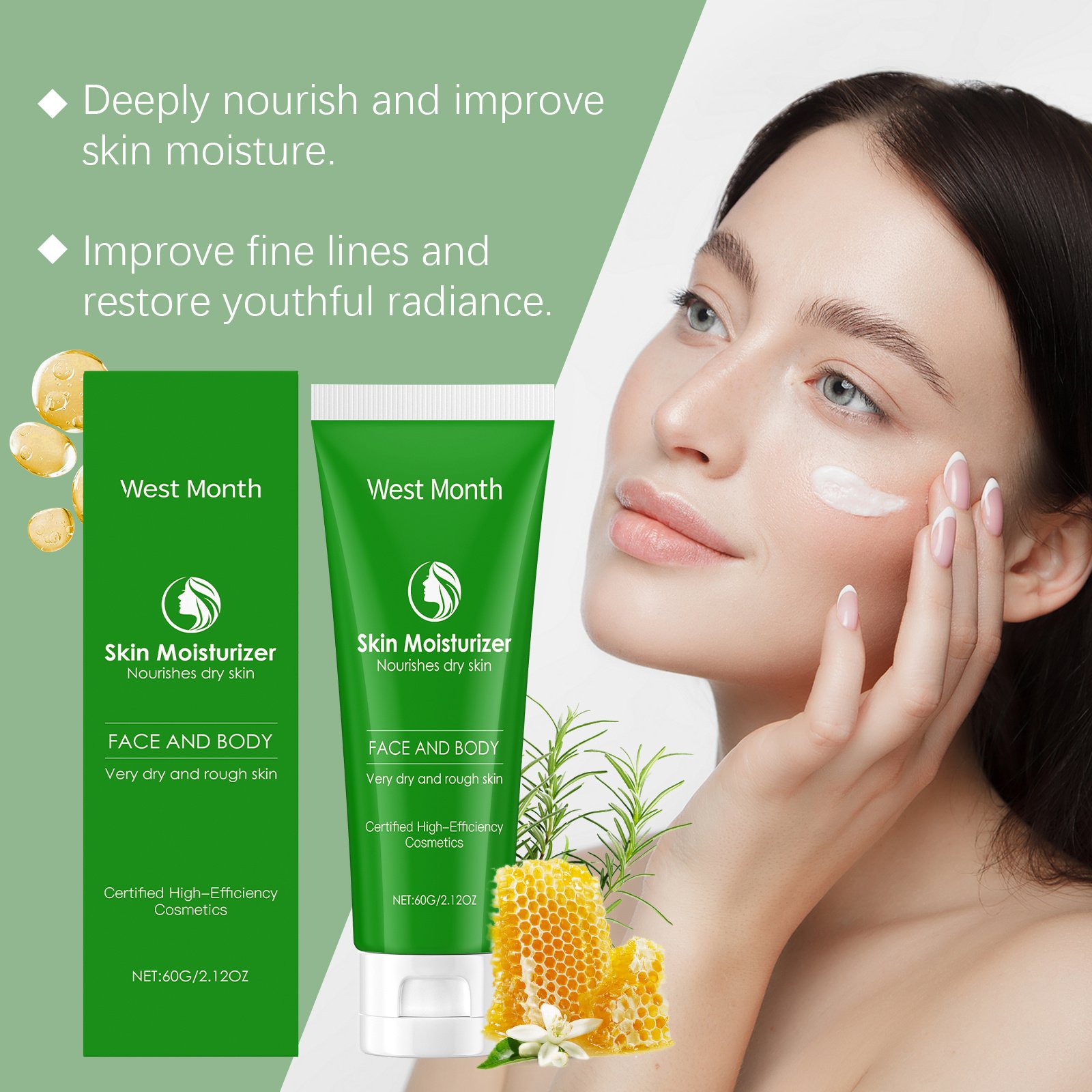 West&Month Moisturizing Moisturizer Gentle Moisturizing Facial Skin Repair Dry Moisturizing Moisturizing Face Cream - Image 3