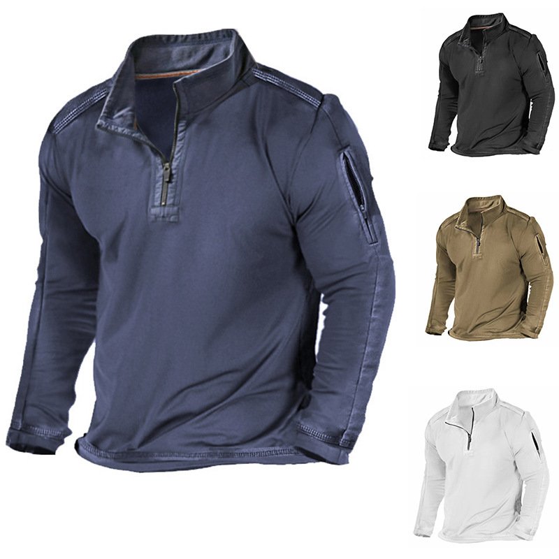 Men’s Outdoor Zipper Pocket Long Sleeve Sweater