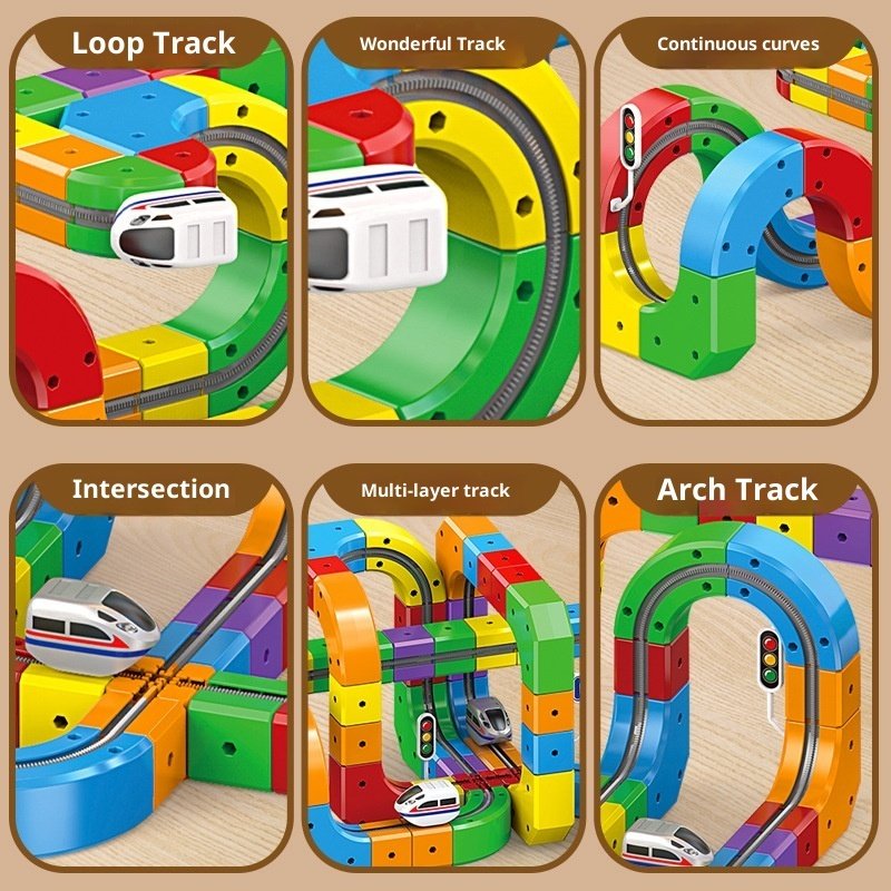 Small Train Track Cube Electric Assembled Building Block Toys - Image 4