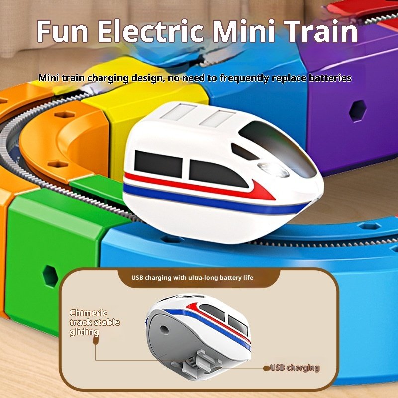 Small Train Track Cube Electric Assembled Building Block Toys - Image 3