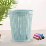 Woven Pattern Plastic Waste Bin - Image 5