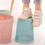 Woven Pattern Plastic Waste Bin - Image 6