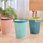 Woven Pattern Plastic Waste Bin - Image 7