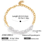 Elegant 18K Gold Stainless Steel Baroque Pearl Necklace - Image 4