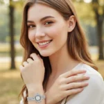 Elegant Pearl Halo Watch