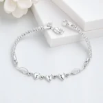 Stylish Silver-Plated Minimalist Heart-and-Feather Bracelet For Women - Image 5